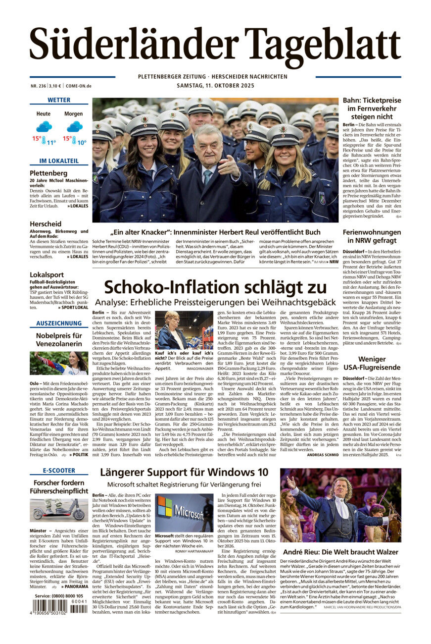 Süderländer Tageblatt vom Samstag, 11.10.2025
