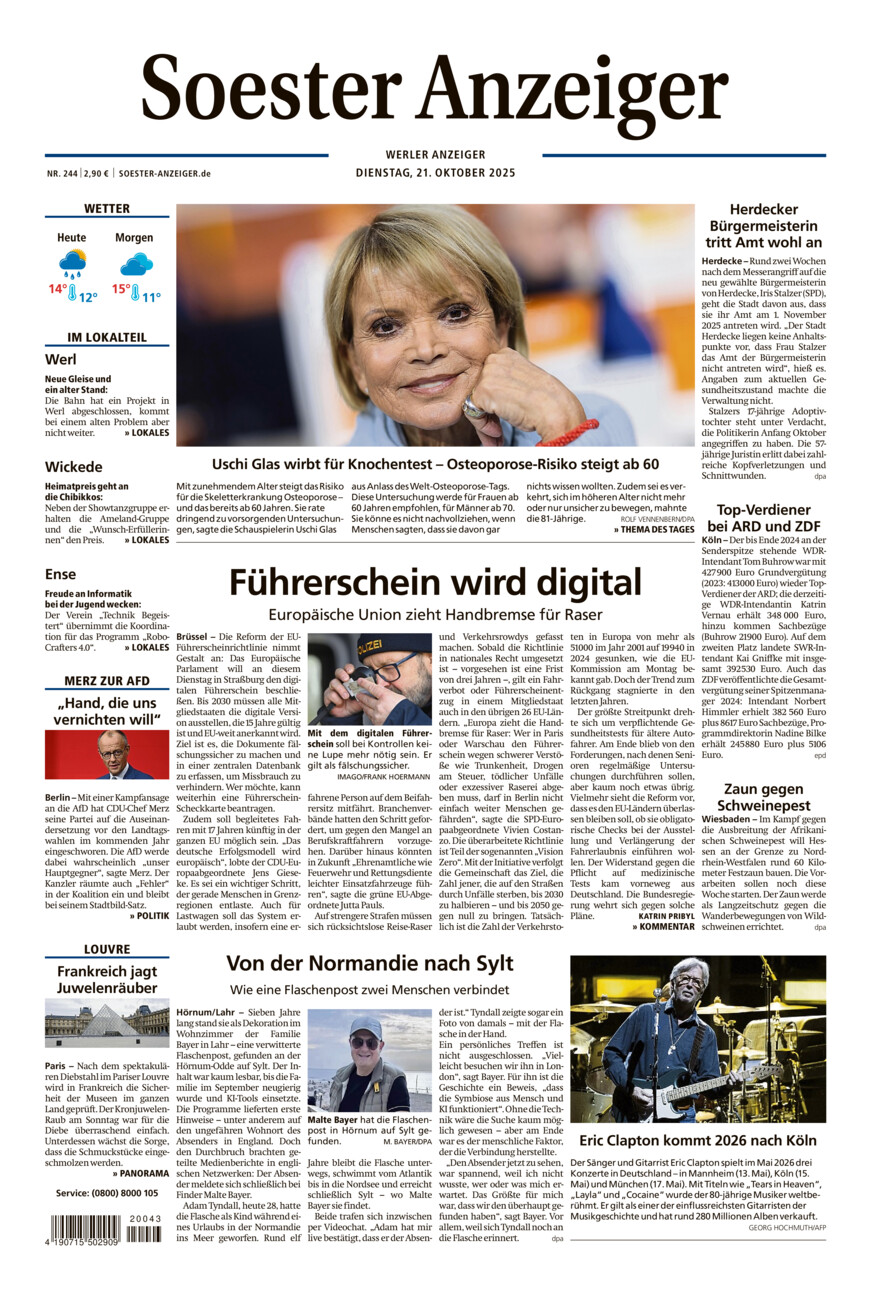 Soester Anzeiger Werl vom Dienstag, 21.10.2025