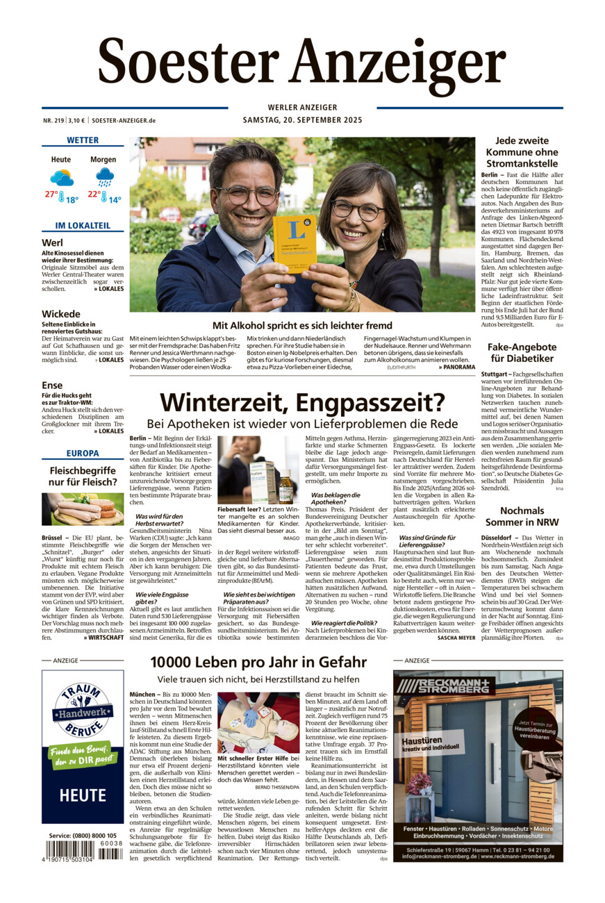 Soester Anzeiger Werl vom Samstag, 20.09.2025