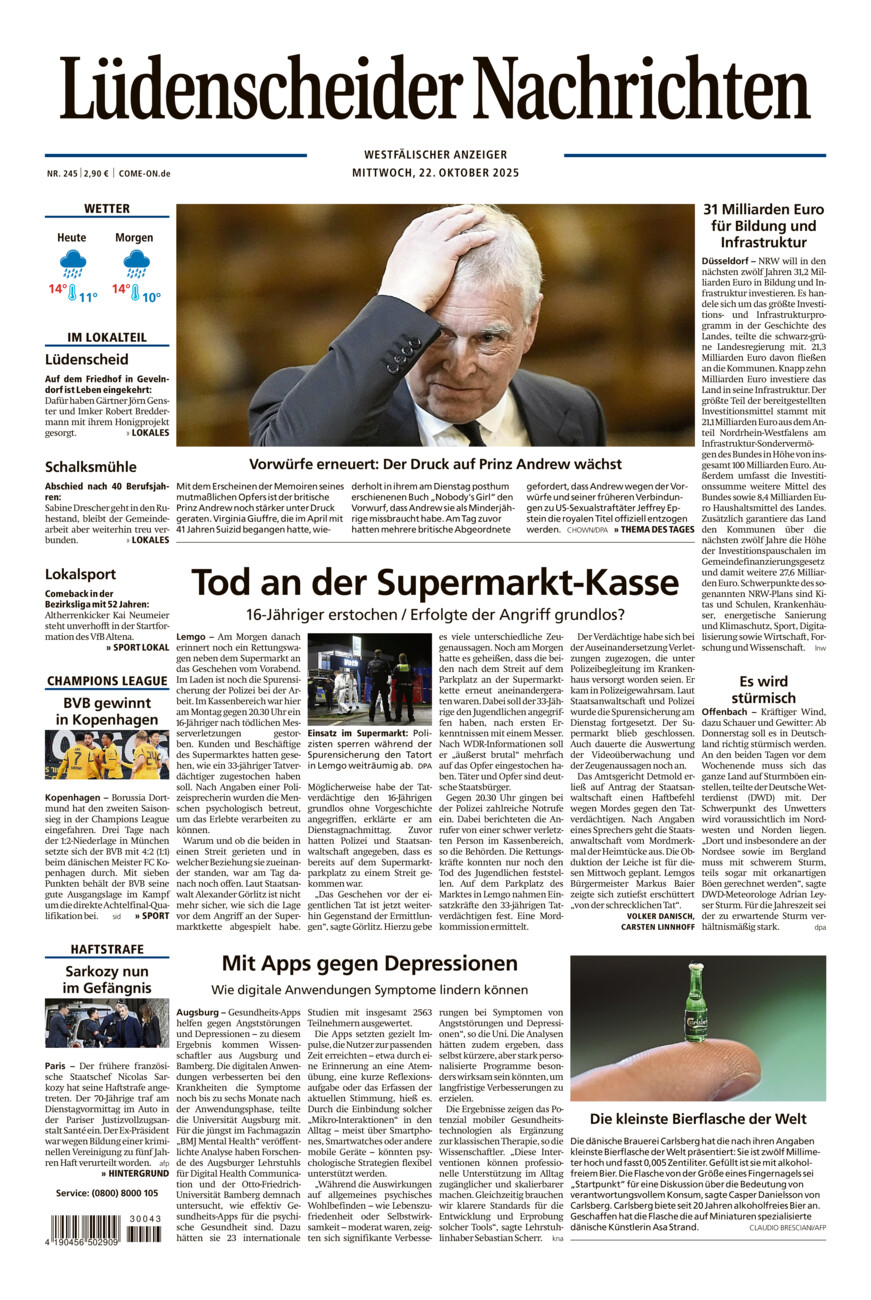 Lüdenscheider Nachrichten vom Mittwoch, 22.10.2025