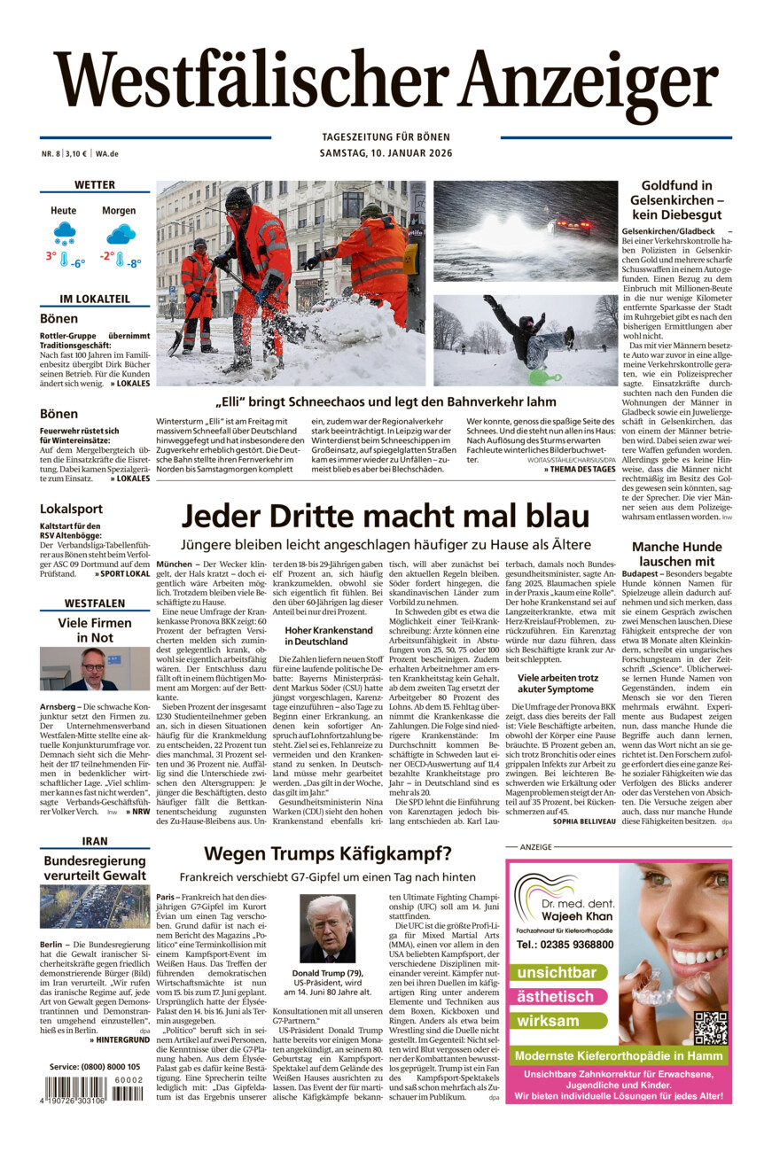 Westfälischer Anzeiger Bönen vom Samstag, 10.01.2026