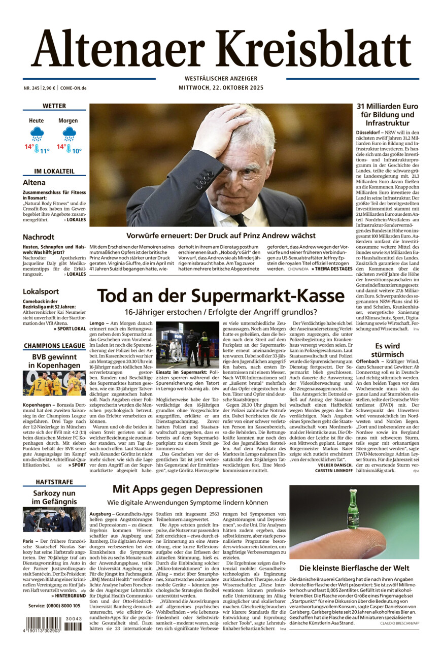 Altenaer Kreisblatt vom Mittwoch, 22.10.2025