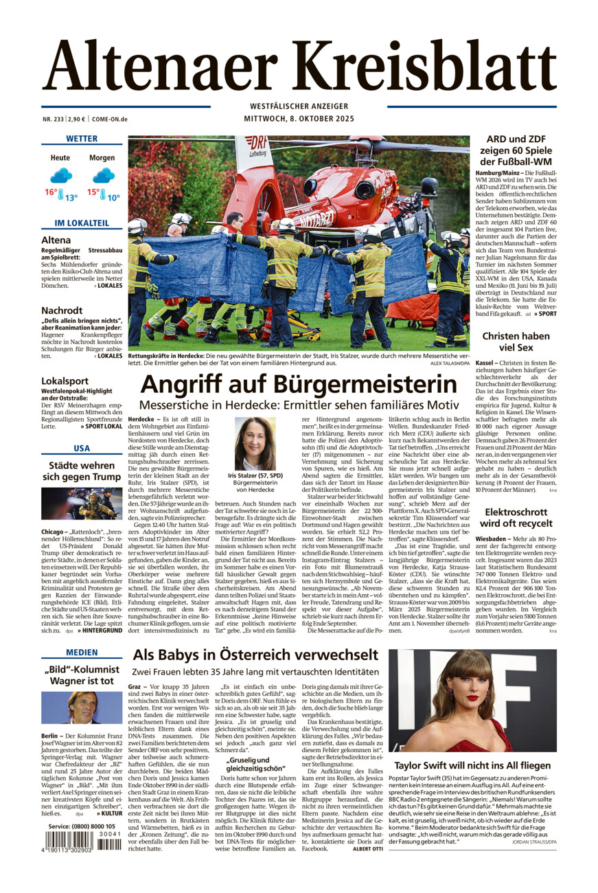 Altenaer Kreisblatt vom Mittwoch, 08.10.2025