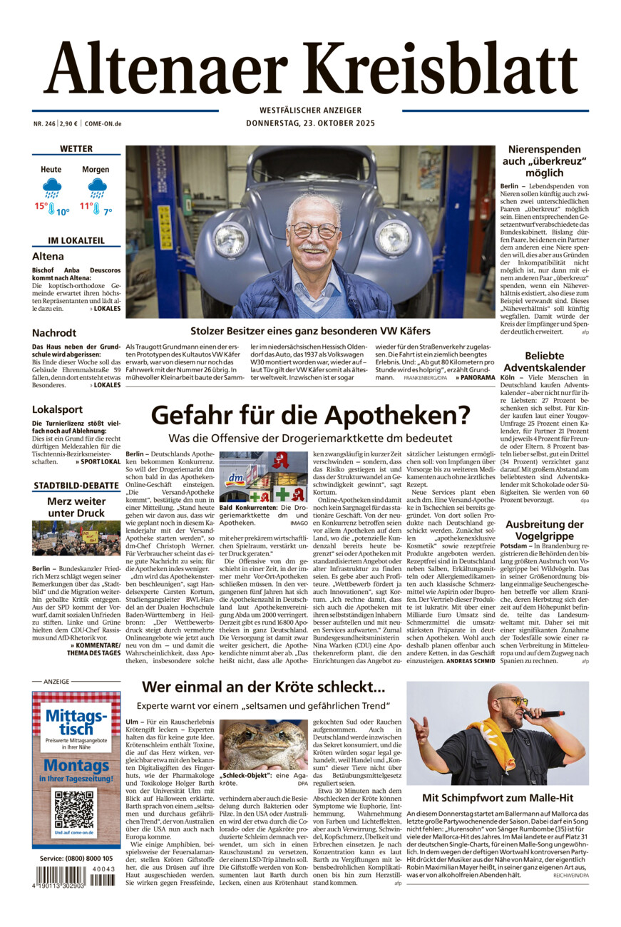 Altenaer Kreisblatt vom Donnerstag, 23.10.2025