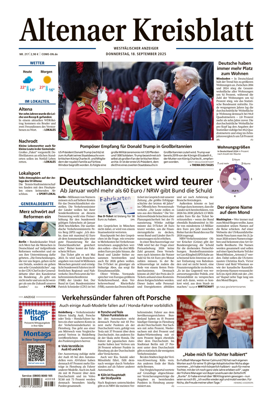 Altenaer Kreisblatt vom Donnerstag, 18.09.2025