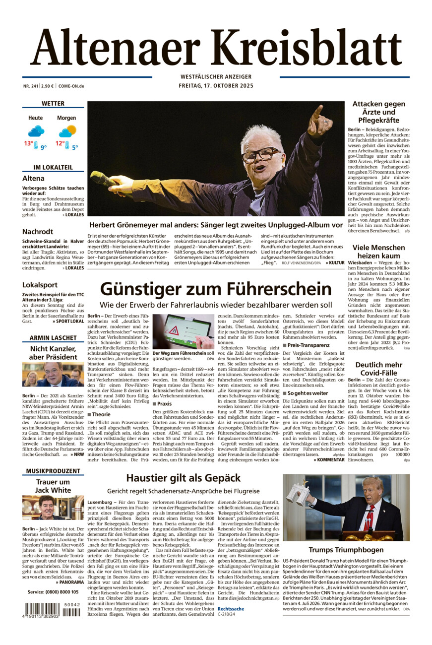 Altenaer Kreisblatt vom Freitag, 17.10.2025