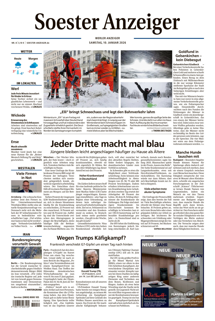 Soester Anzeiger Werl vom Samstag, 10.01.2026