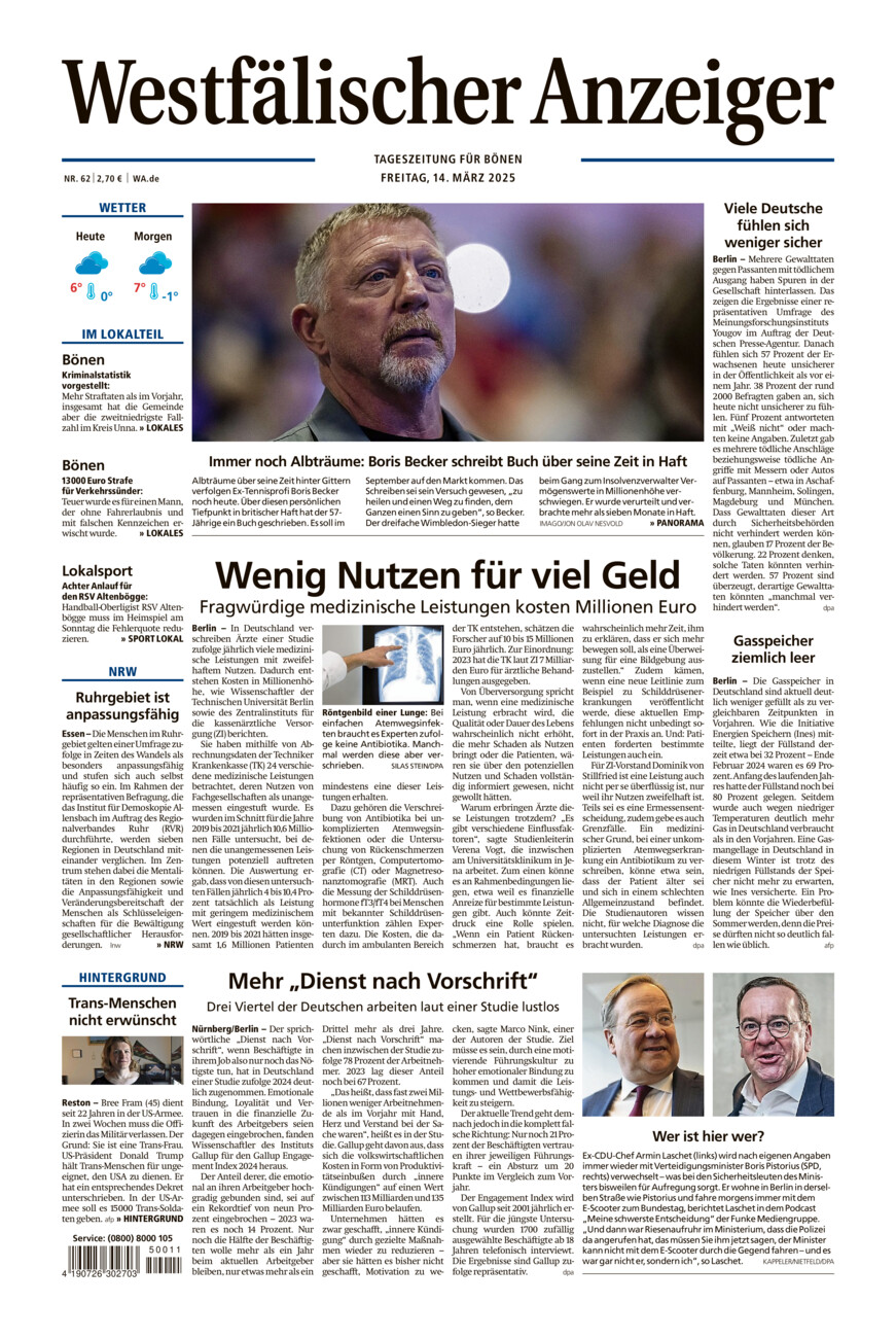 Westfälischer Anzeiger Bönen vom Freitag, 14.03.2025