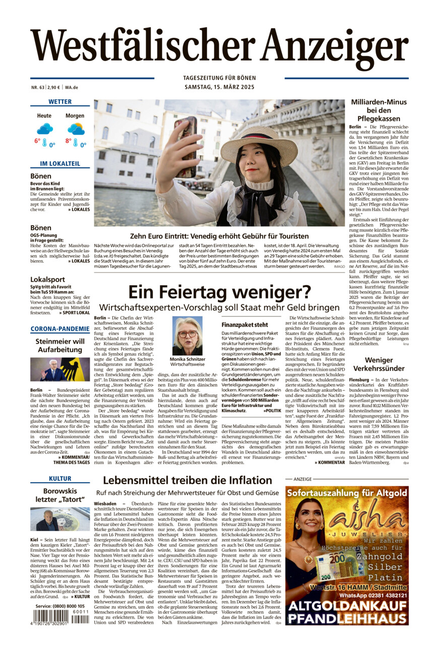 Westfälischer Anzeiger Bönen vom Samstag, 15.03.2025