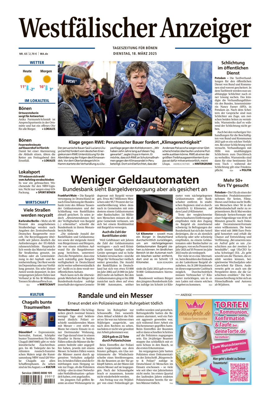 Westfälischer Anzeiger Bönen vom Dienstag, 18.03.2025