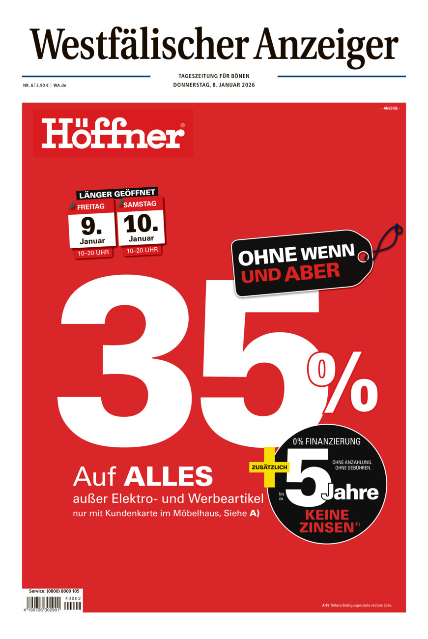 Westfälischer Anzeiger Bönen vom Donnerstag, 08.01.2026