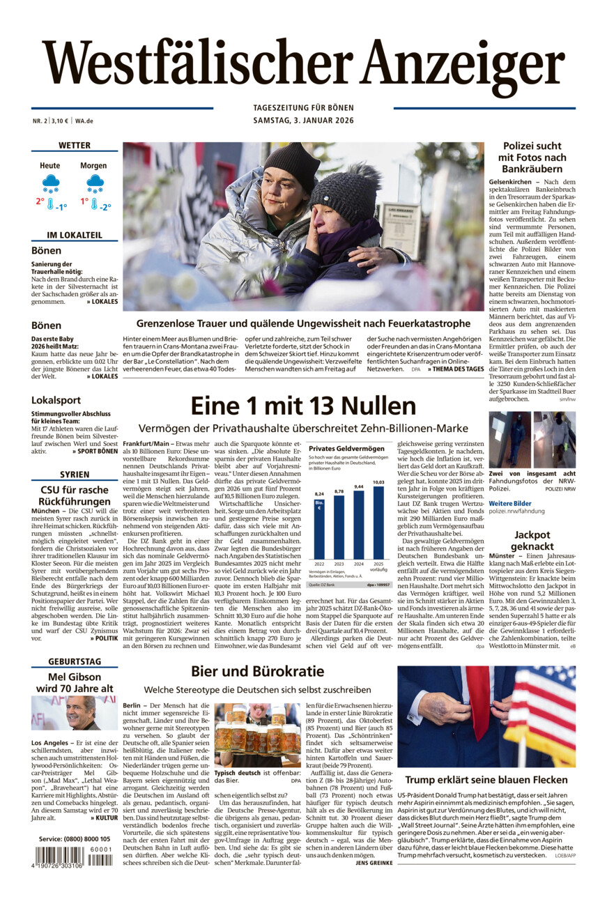 Westfälischer Anzeiger Bönen vom Samstag, 03.01.2026