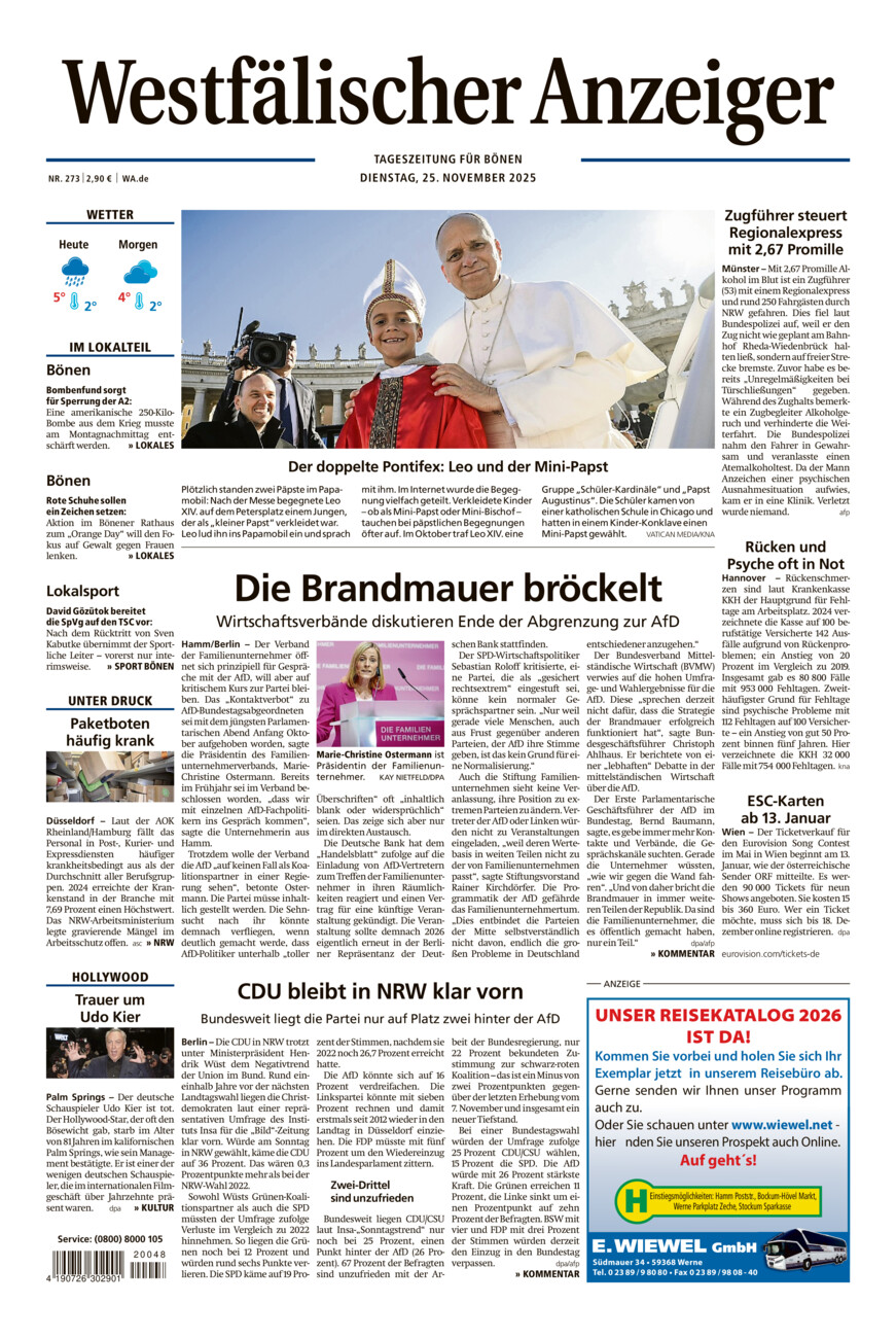 Westfälischer Anzeiger Bönen vom Dienstag, 25.11.2025