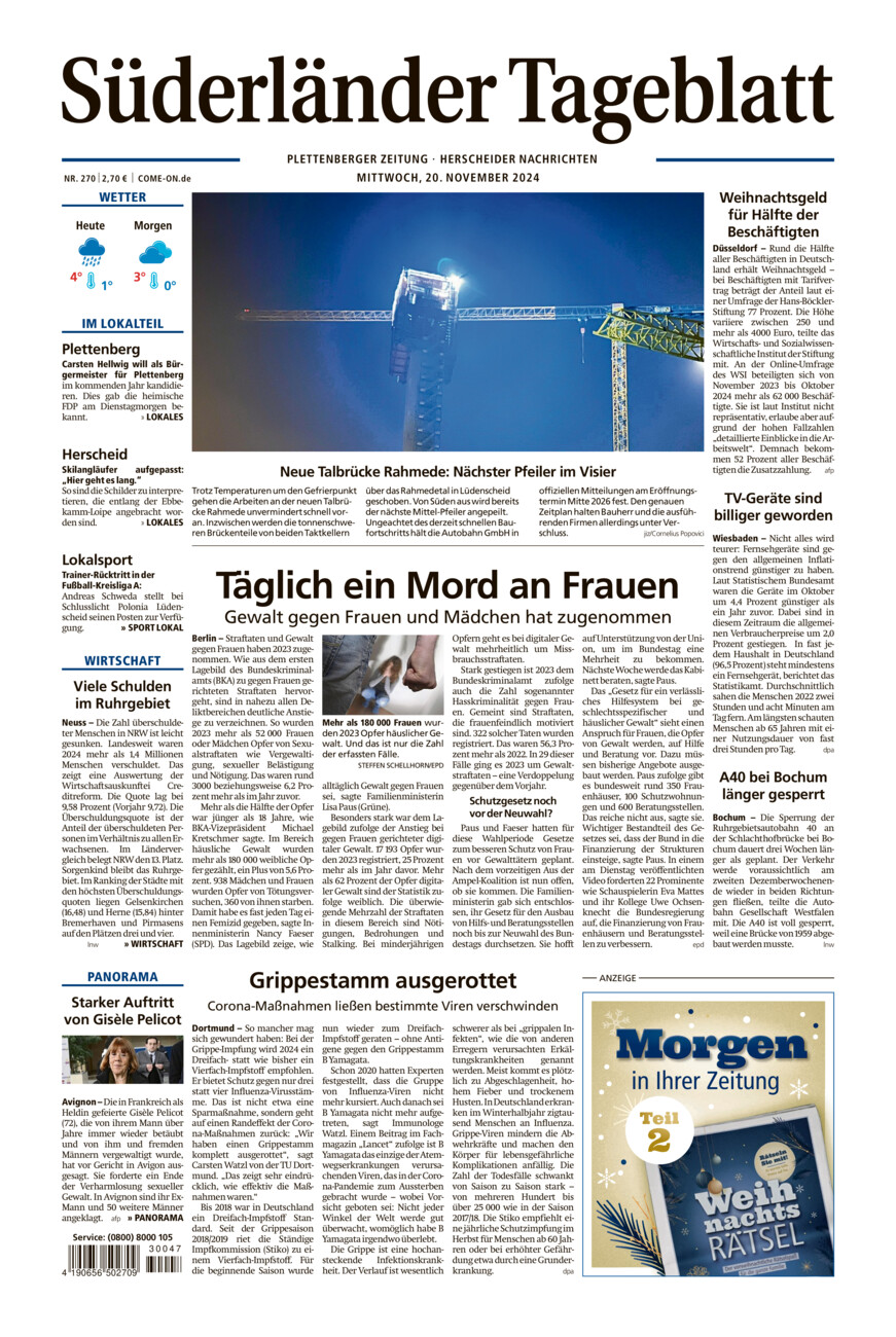 Süderländer Tageblatt vom Mittwoch, 20.11.2024