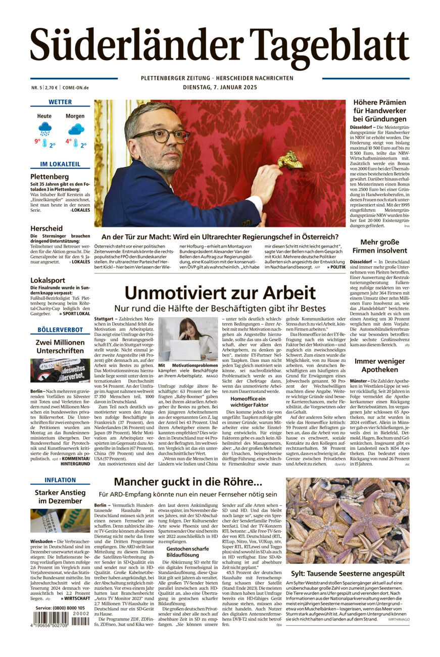 Süderländer Tageblatt vom Dienstag, 07.01.2025