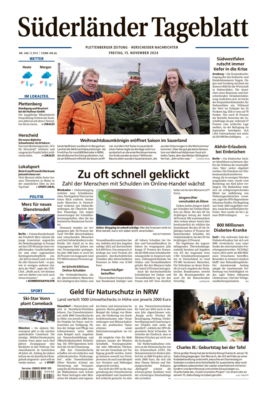 Süderländer Tageblatt vom Freitag, 15.11.2024