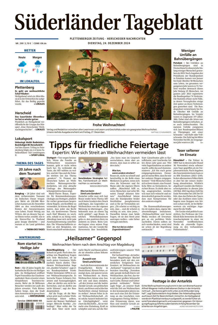 Süderländer Tageblatt vom Dienstag, 24.12.2024