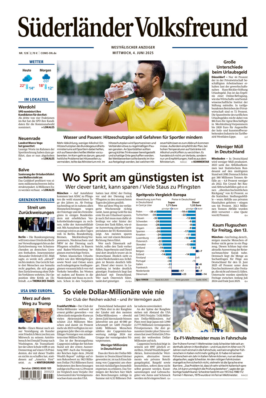 Süderländer Volksfreund vom Mittwoch, 04.06.2025