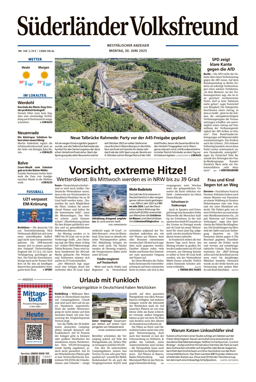 Süderländer Volksfreund vom Montag, 30.06.2025