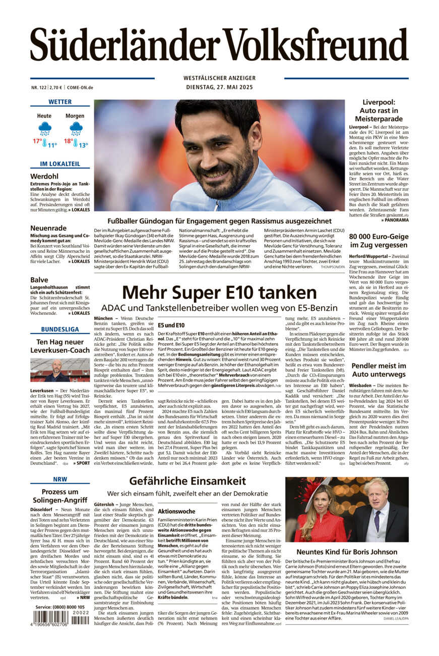 Süderländer Volksfreund vom Dienstag, 27.05.2025