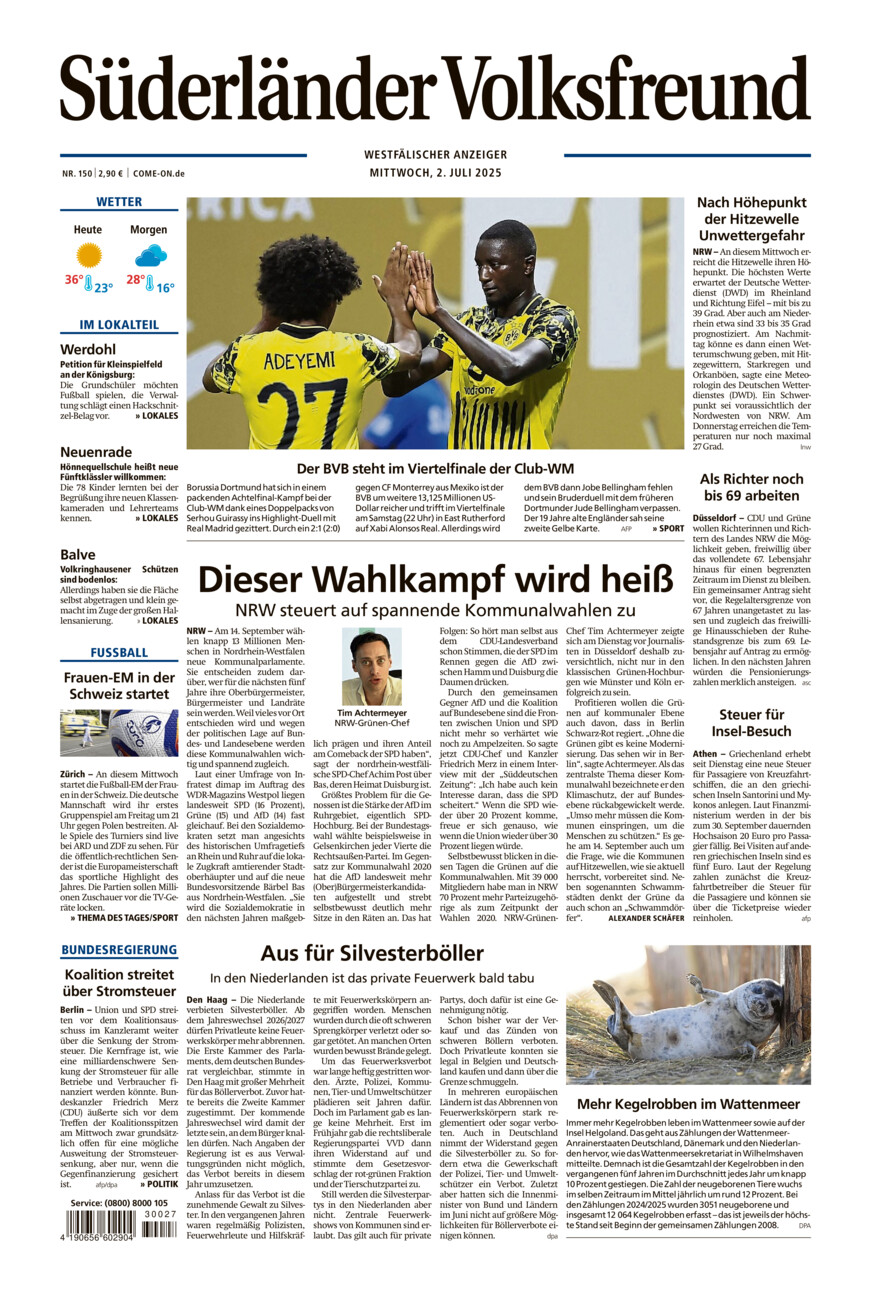 Süderländer Volksfreund vom Mittwoch, 02.07.2025