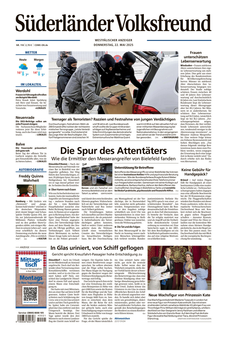 Süderländer Volksfreund vom Donnerstag, 22.05.2025