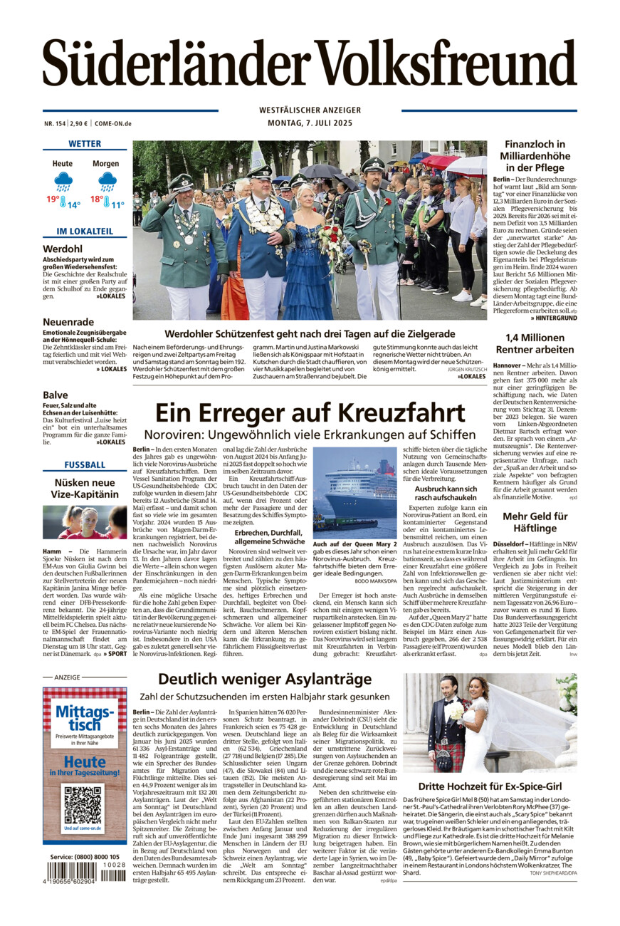 Süderländer Volksfreund vom Montag, 07.07.2025