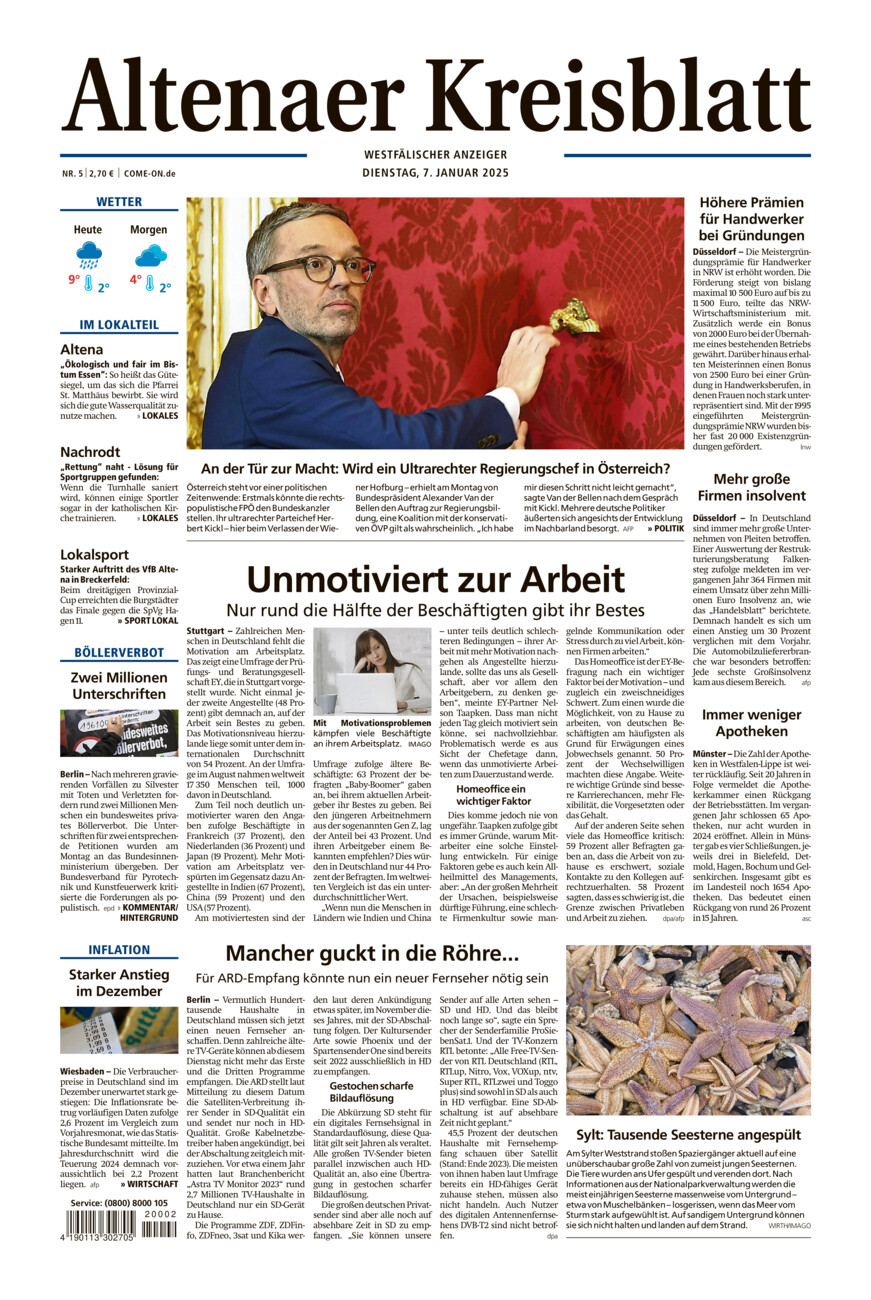 Altenaer Kreisblatt vom Dienstag, 07.01.2025