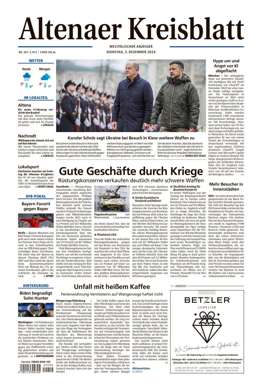 Altenaer Kreisblatt vom Dienstag, 03.12.2024