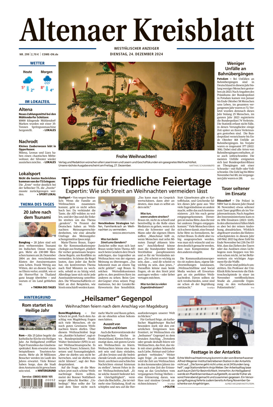 Altenaer Kreisblatt vom Dienstag, 24.12.2024