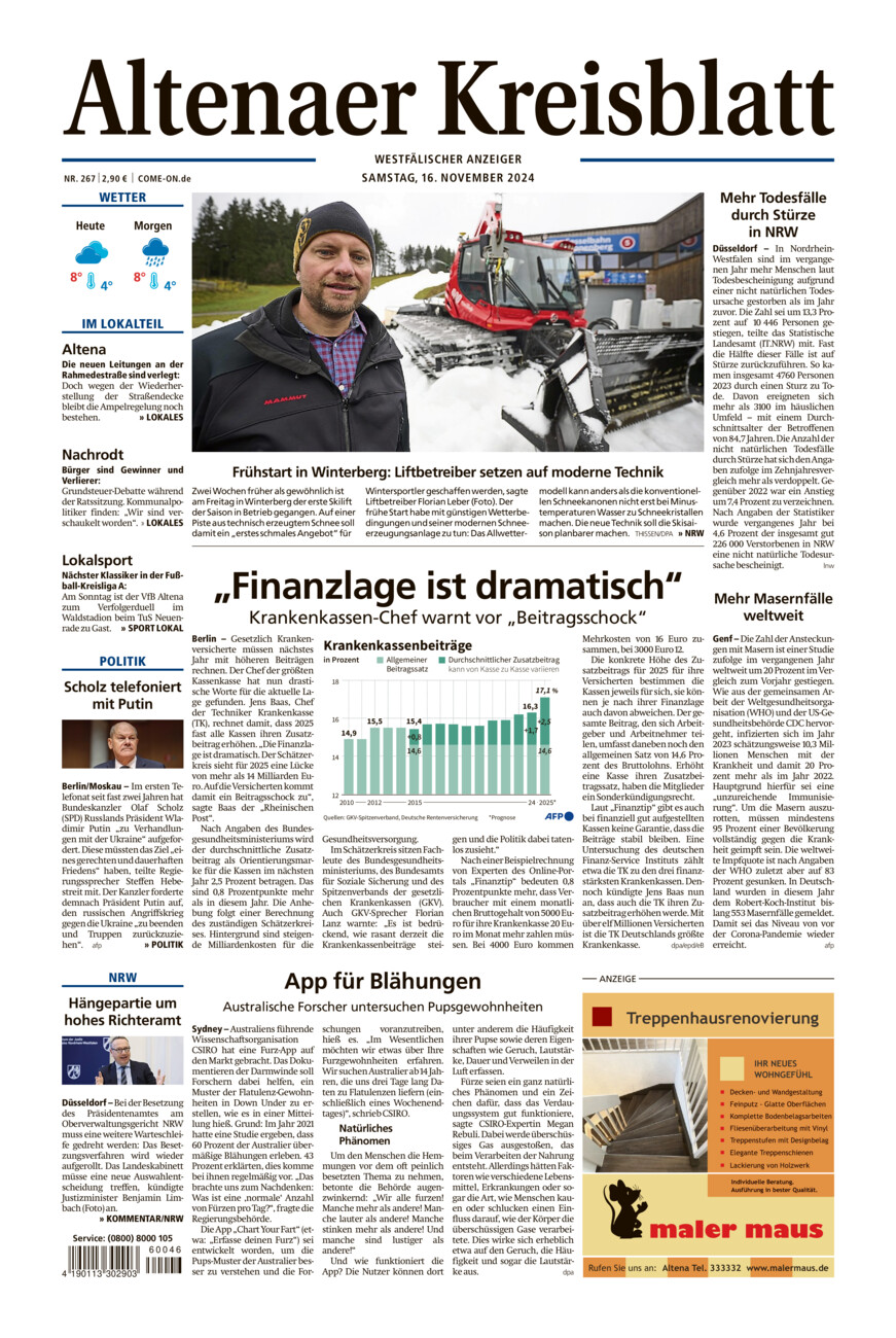 Altenaer Kreisblatt vom Samstag, 16.11.2024