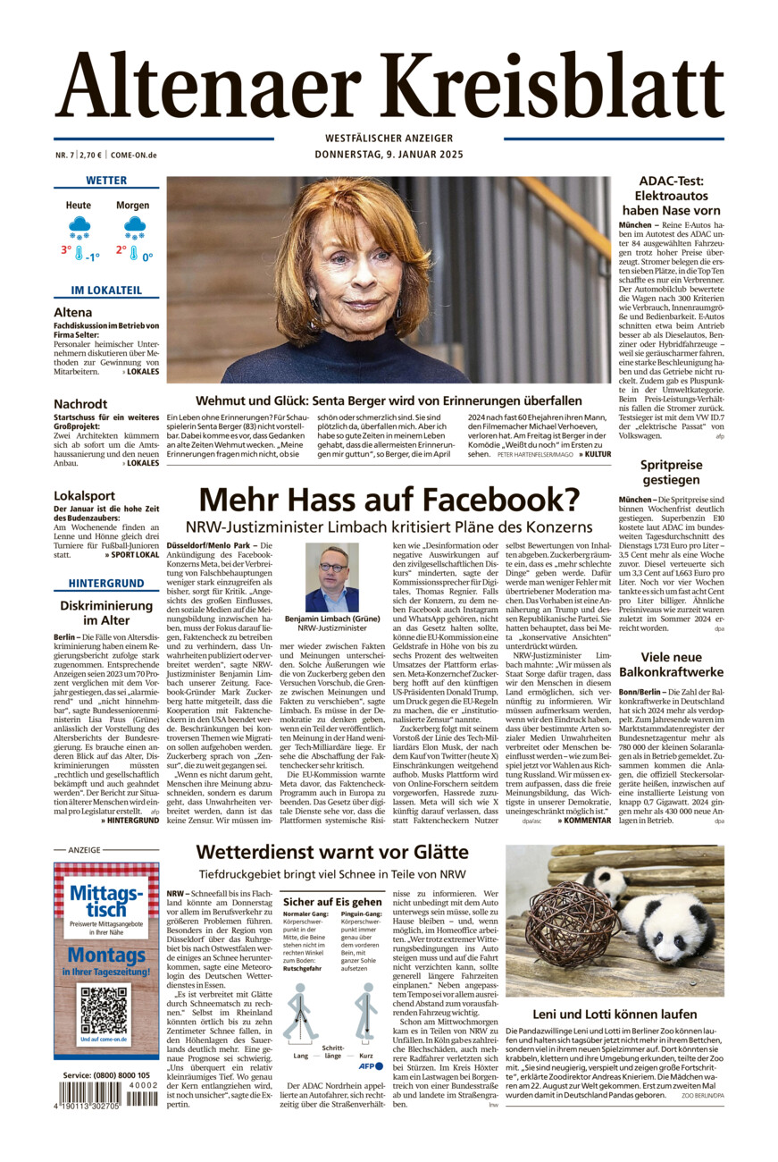 Altenaer Kreisblatt vom Donnerstag, 09.01.2025