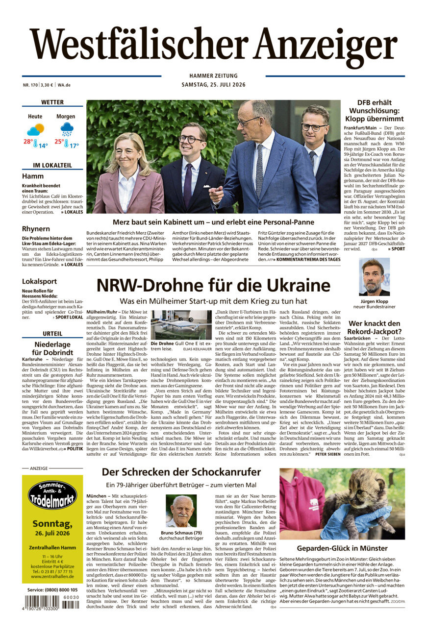 Westfälischer Anzeiger Hamm vom Samstag, 25.07.2026