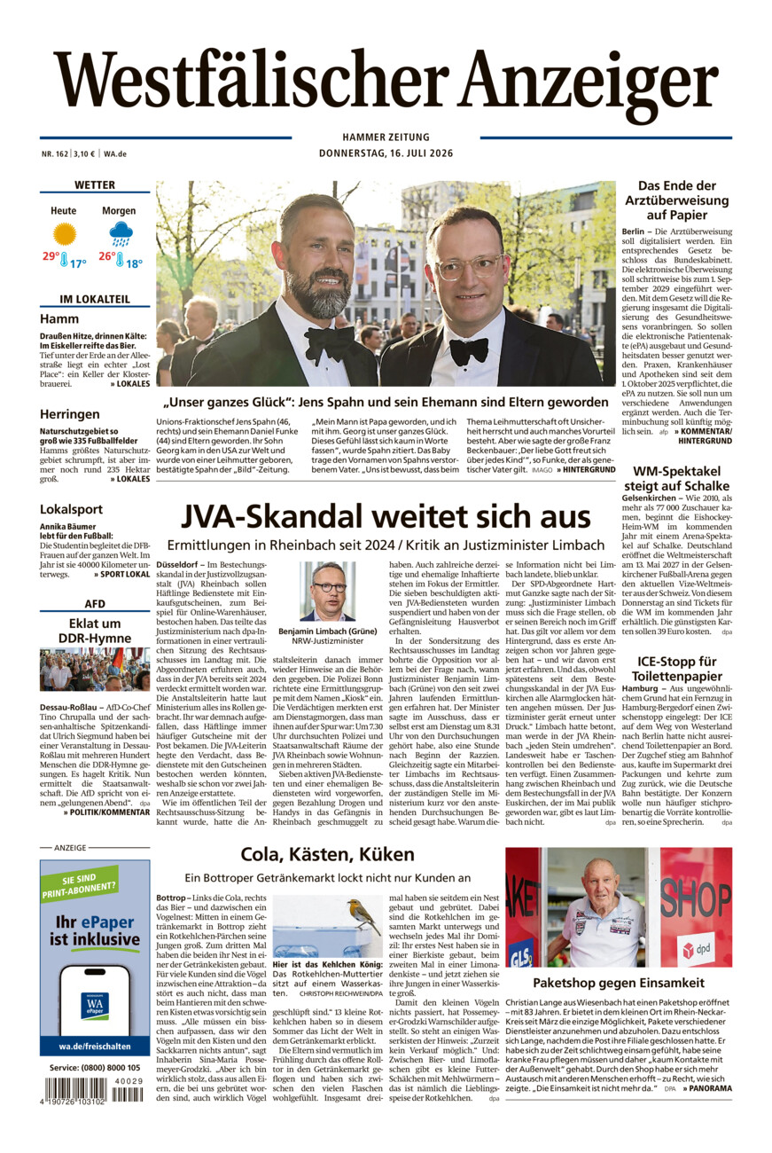 Westfälischer Anzeiger Hamm vom Donnerstag, 16.07.2026