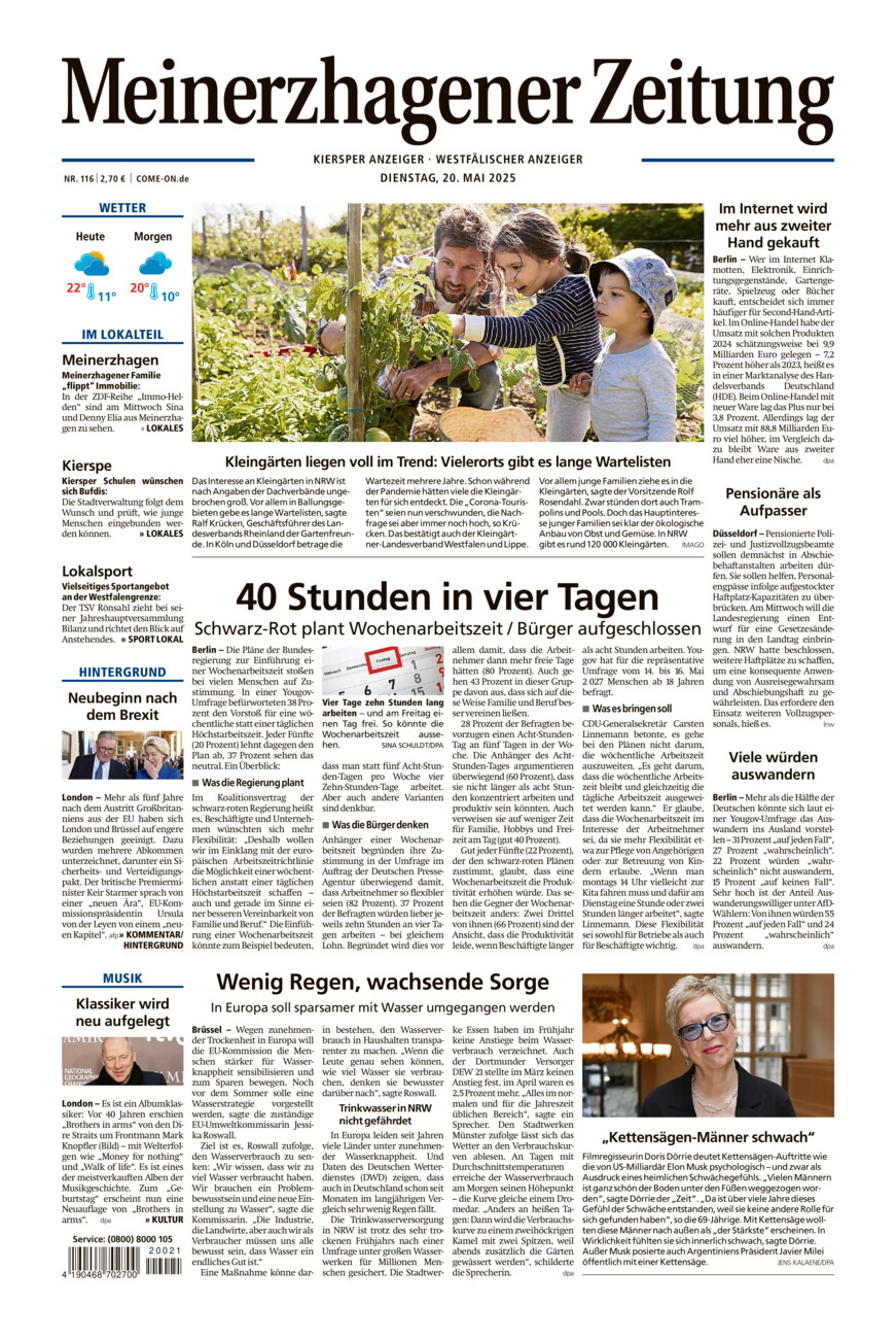 Meinerzhagener Zeitung vom Dienstag, 20.05.2025