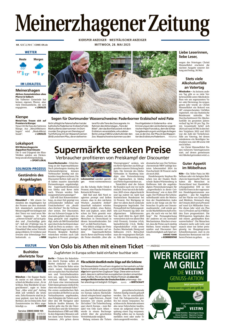 Meinerzhagener Zeitung vom Mittwoch, 28.05.2025