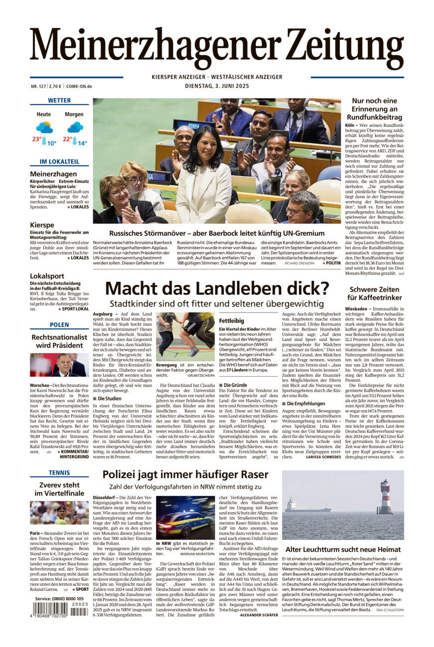 Meinerzhagener Zeitung vom Dienstag, 03.06.2025