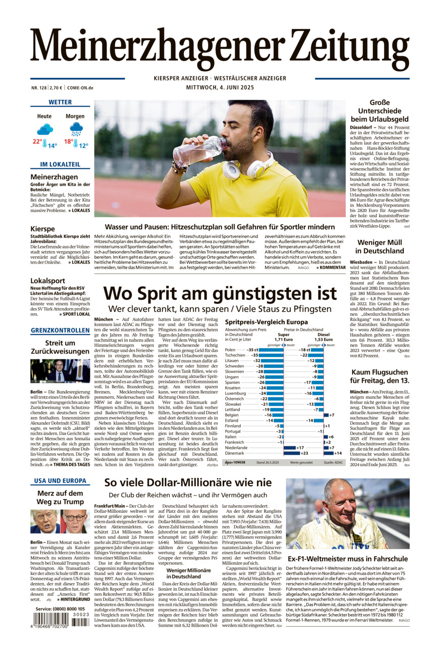 Meinerzhagener Zeitung vom Mittwoch, 04.06.2025