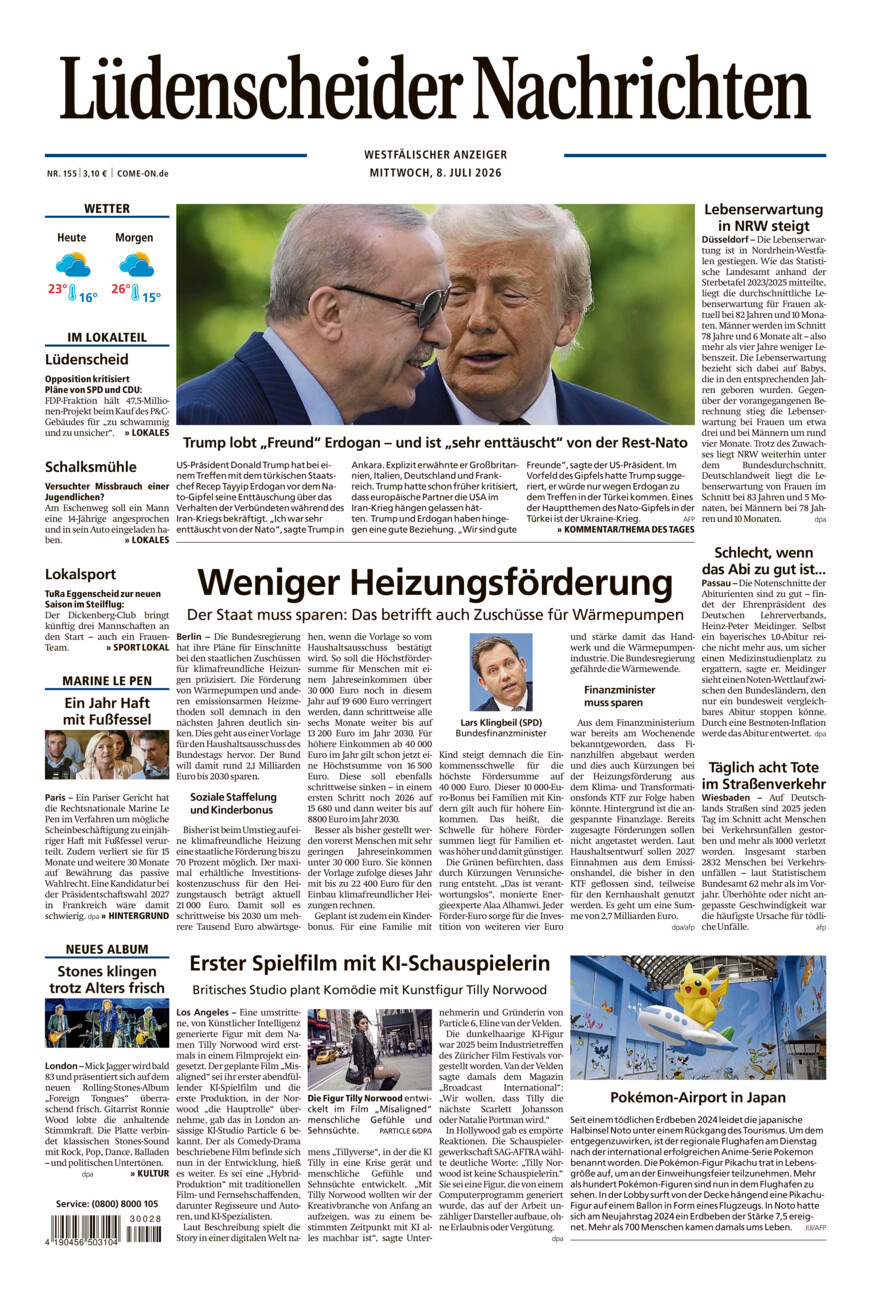 Lüdenscheider Nachrichten vom Mittwoch, 08.07.2026