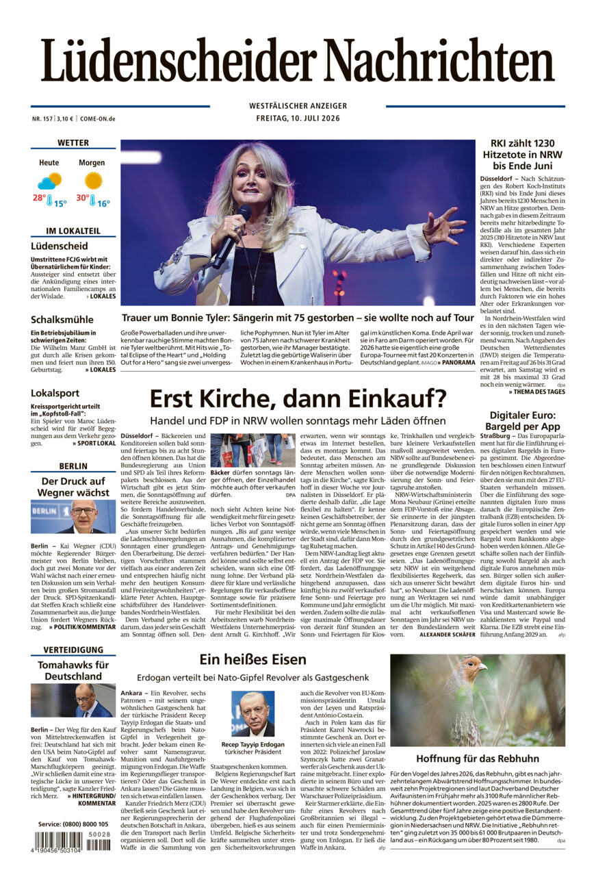 Lüdenscheider Nachrichten vom Freitag, 10.07.2026