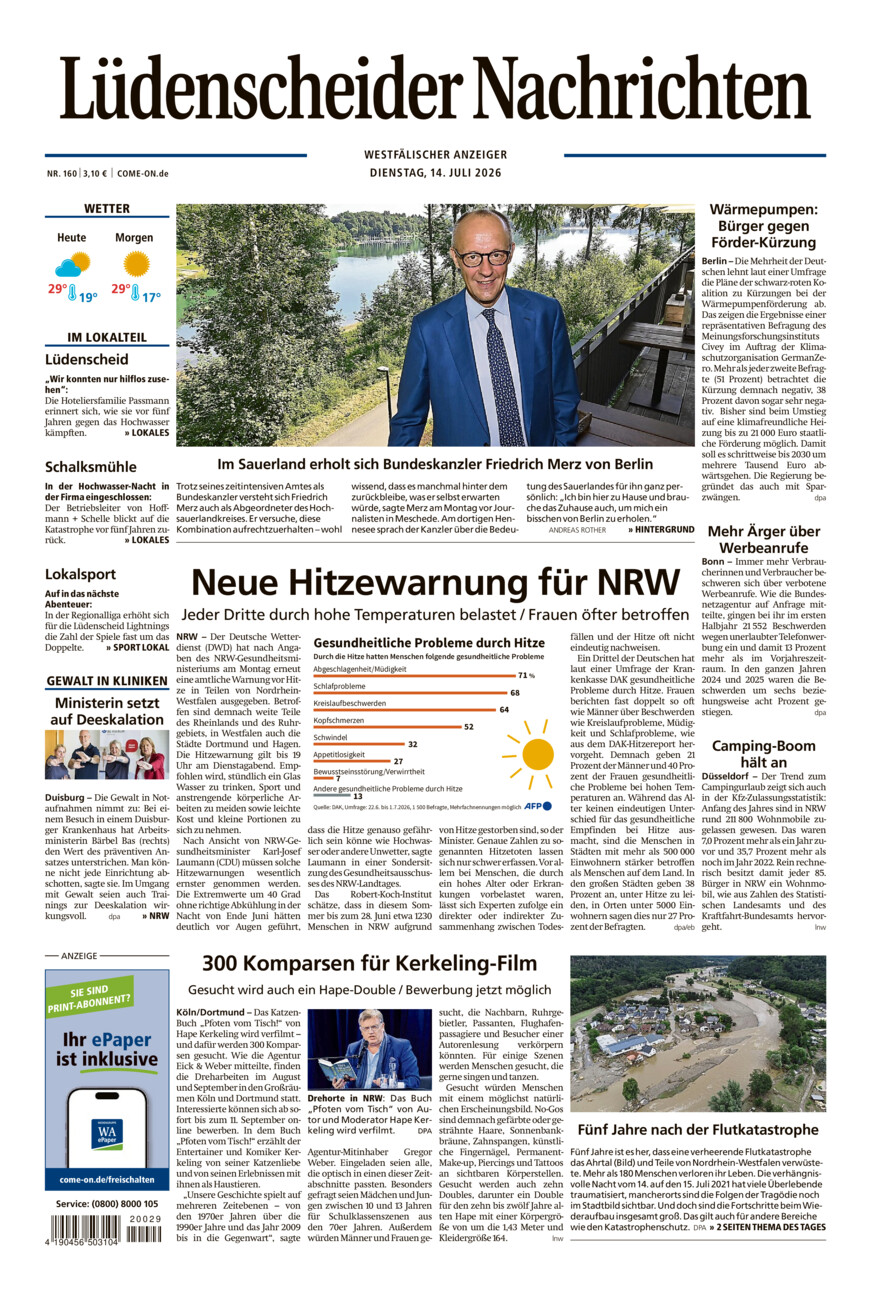 Lüdenscheider Nachrichten vom Dienstag, 14.07.2026
