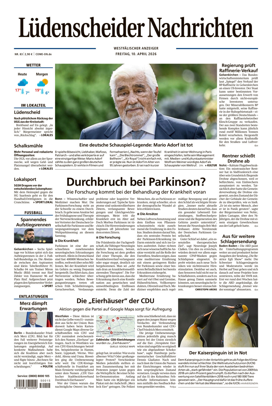 Lüdenscheider Nachrichten vom Freitag, 10.04.2026
