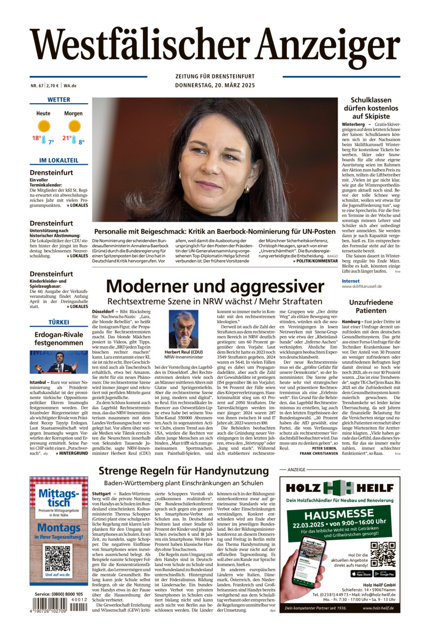 Westfälischer Anzeiger Drensteinfurt vom Donnerstag, 20.03.2025