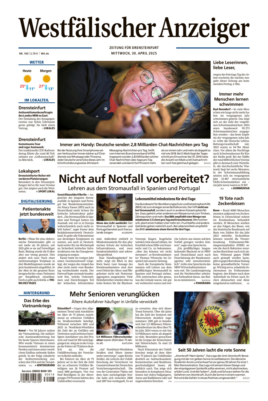 Westfälischer Anzeiger Drensteinfurt vom Mittwoch, 30.04.2025