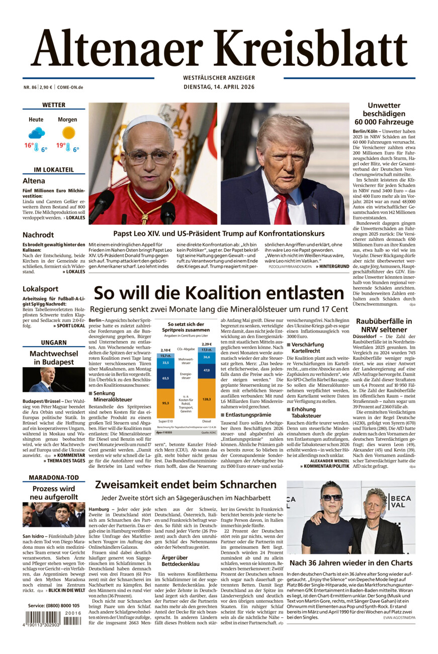 Altenaer Kreisblatt vom Dienstag, 14.04.2026