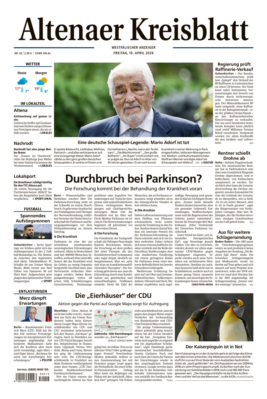 Altenaer Kreisblatt vom Freitag, 10.04.2026