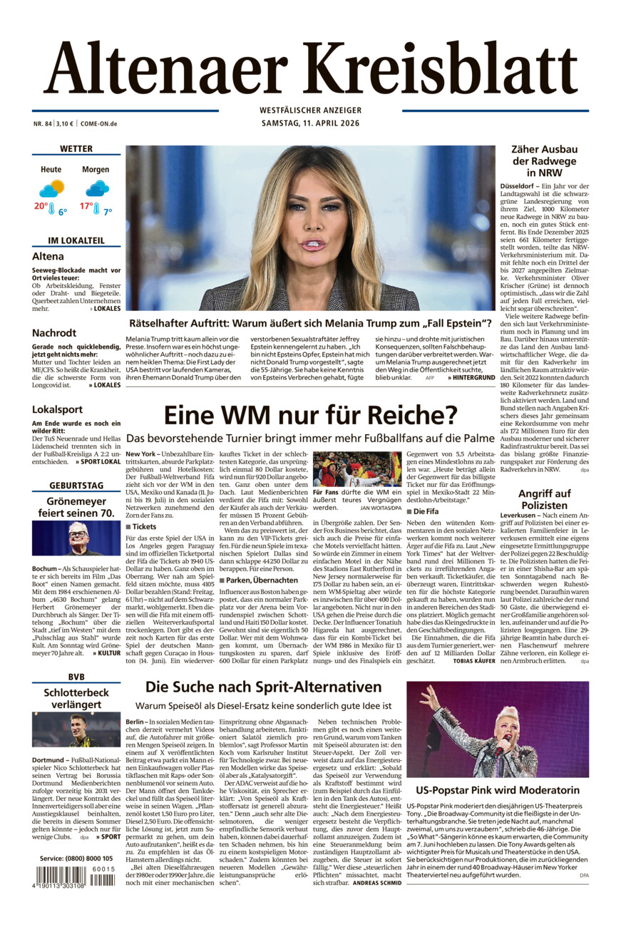 Altenaer Kreisblatt vom Samstag, 11.04.2026