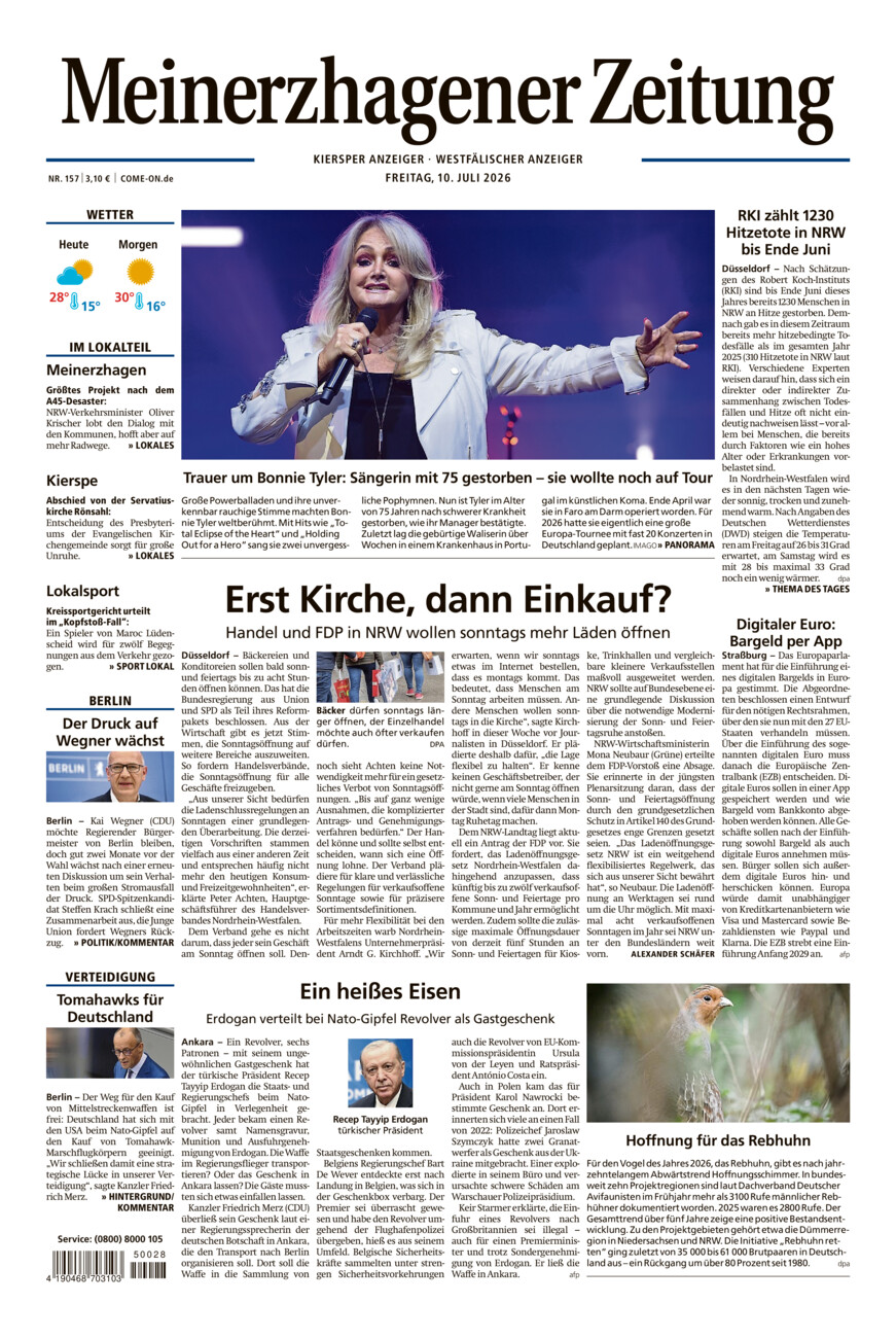 Meinerzhagener Zeitung vom Freitag, 10.07.2026