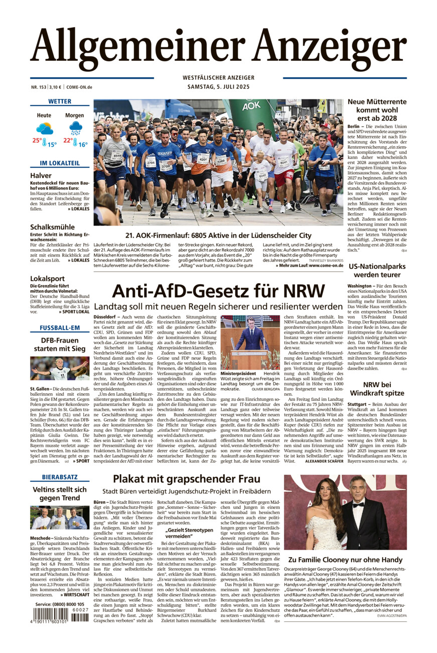 Allgemeiner Anzeiger vom Samstag, 05.07.2025