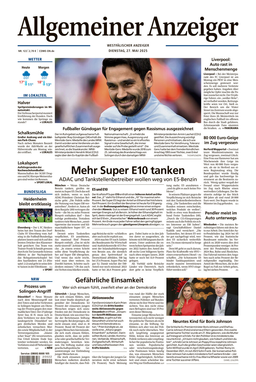 Allgemeiner Anzeiger vom Dienstag, 27.05.2025